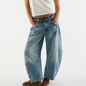 We The Free Good Luck Mid Rise Barrel Jeans